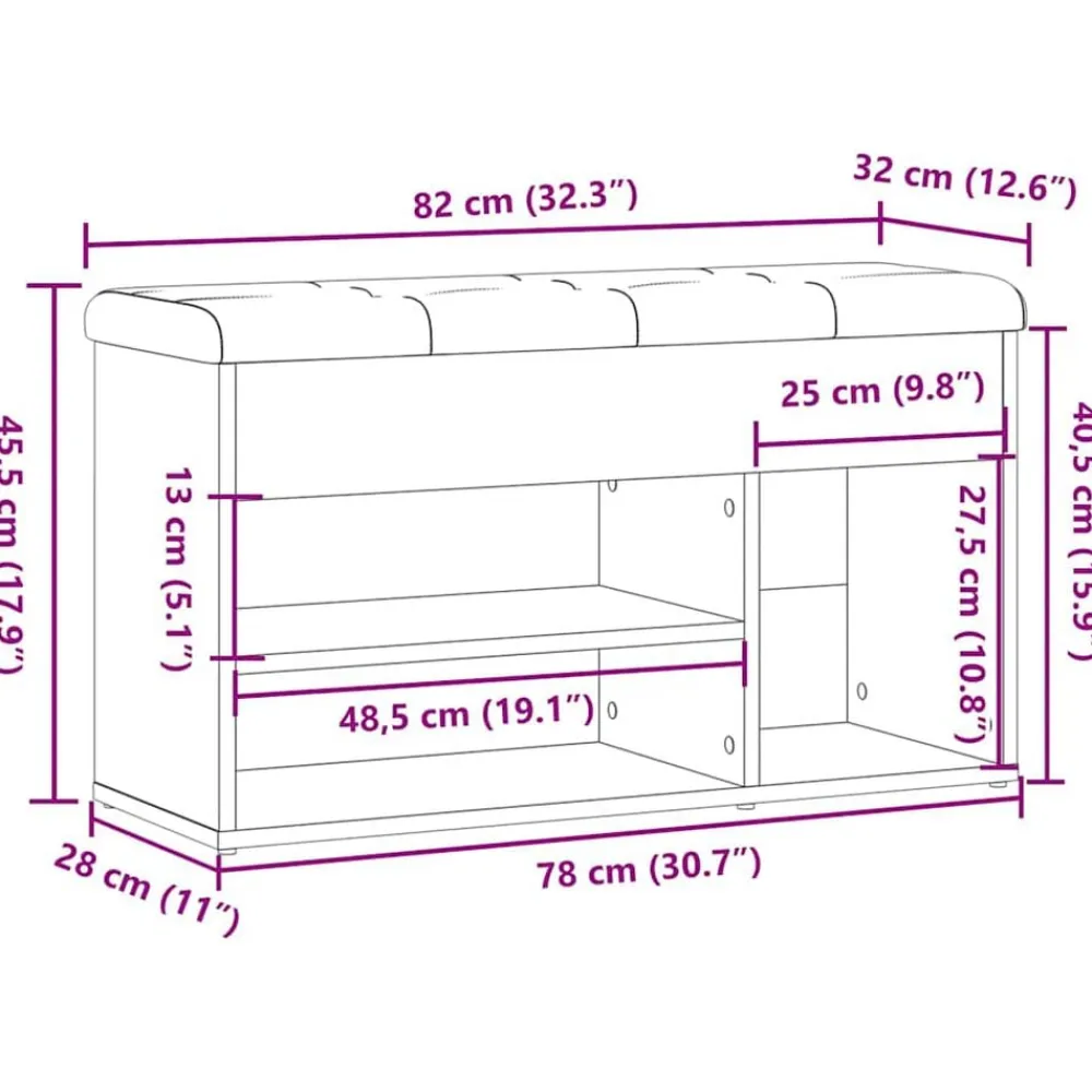 vidaXL Zapatero madera de ingeniería madera vieja 82x32x45,5 cm Madera antigua Online
