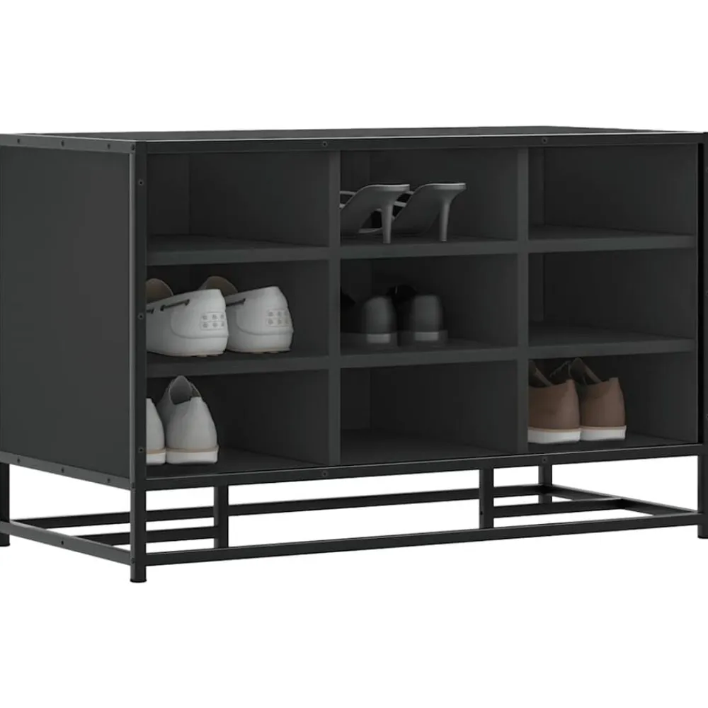 vidaXL Bancos-Zapatero madera de ingeniería y metal 84x40x53,5 cm