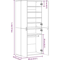 vidaXL Productos Del Hogar-Zapatero madera de ingeniería 80x39x178 cm
