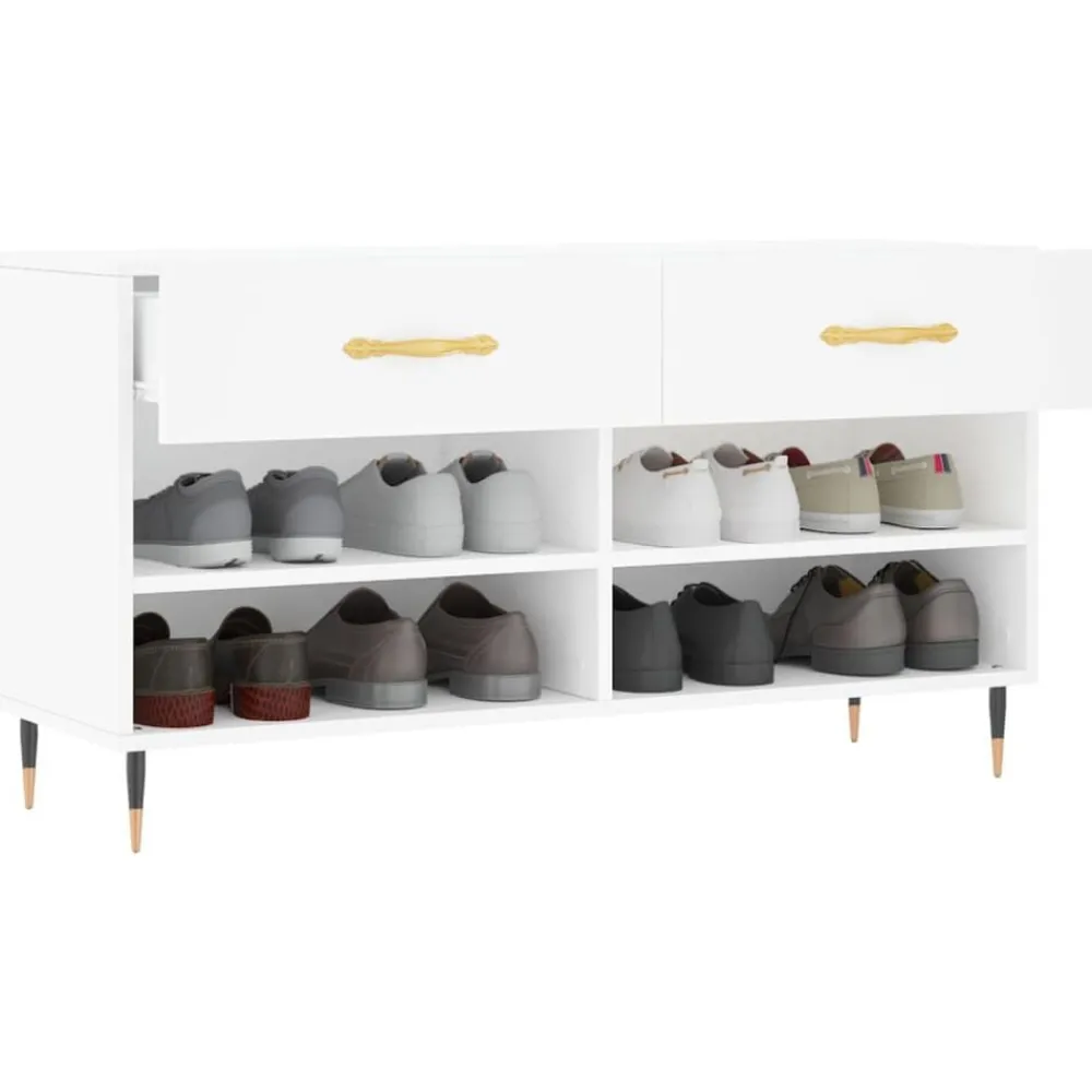 vidaXL Zapatero madera de ingeniería 102x35x55 cm Blanco Online