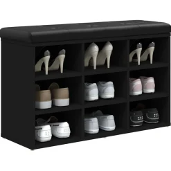 vidaXL Zapatero madera de ingeniería 82x32x50 cm Negro Sale