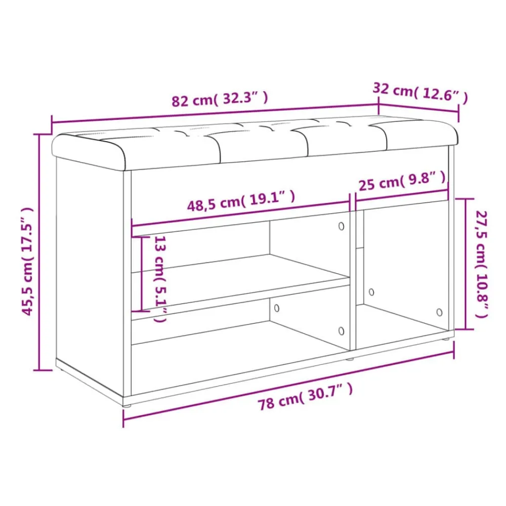vidaXL Zapatero madera de ingeniería marrón roble 82x32x45,5 cm Marrón roble Hot
