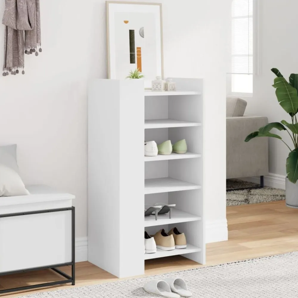 vidaXL Zapatero madera de ingeniería 52x37,5x100 cm Blanco Clearance