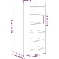 vidaXL Zapatero madera de ingeniería 52x37,5x100 cm Blanco Clearance