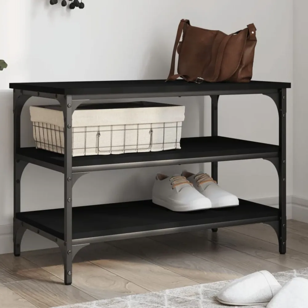 vidaXL Bancos-Zapatero madera de ingeniería 70x38,5x49 cm