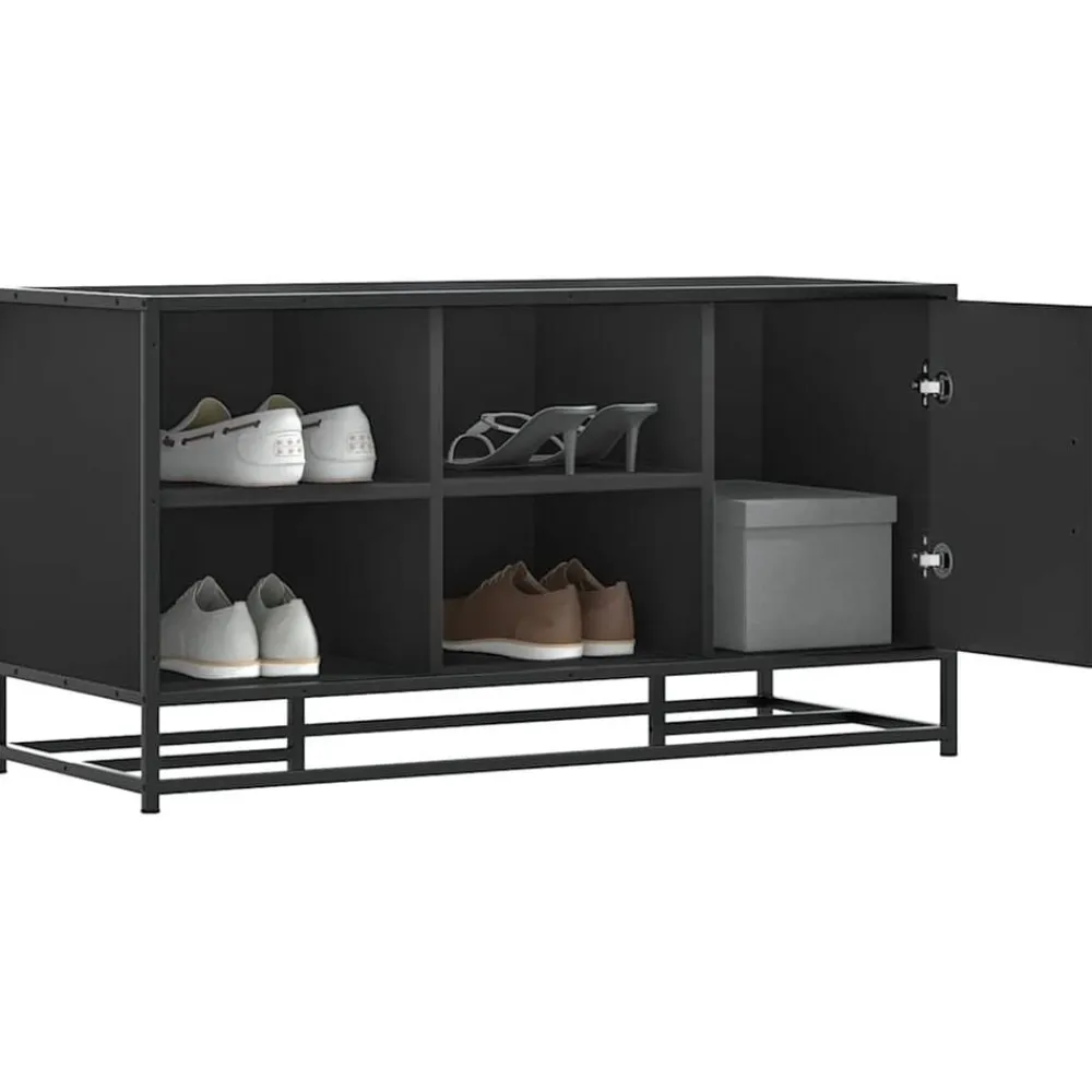 vidaXL Bancos-Zapatero madera de ingeniería y metal 100x40x53,5cm
