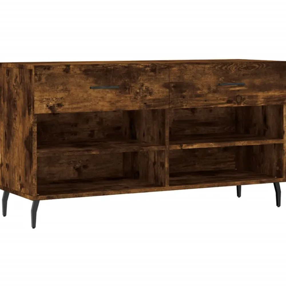 vidaXL Zapatero madera de ingeniería 102x35x55 cm Roble ahumado Hot