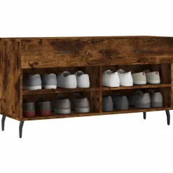 vidaXL Zapatero madera de ingeniería 102x35x55 cm Roble ahumado Hot