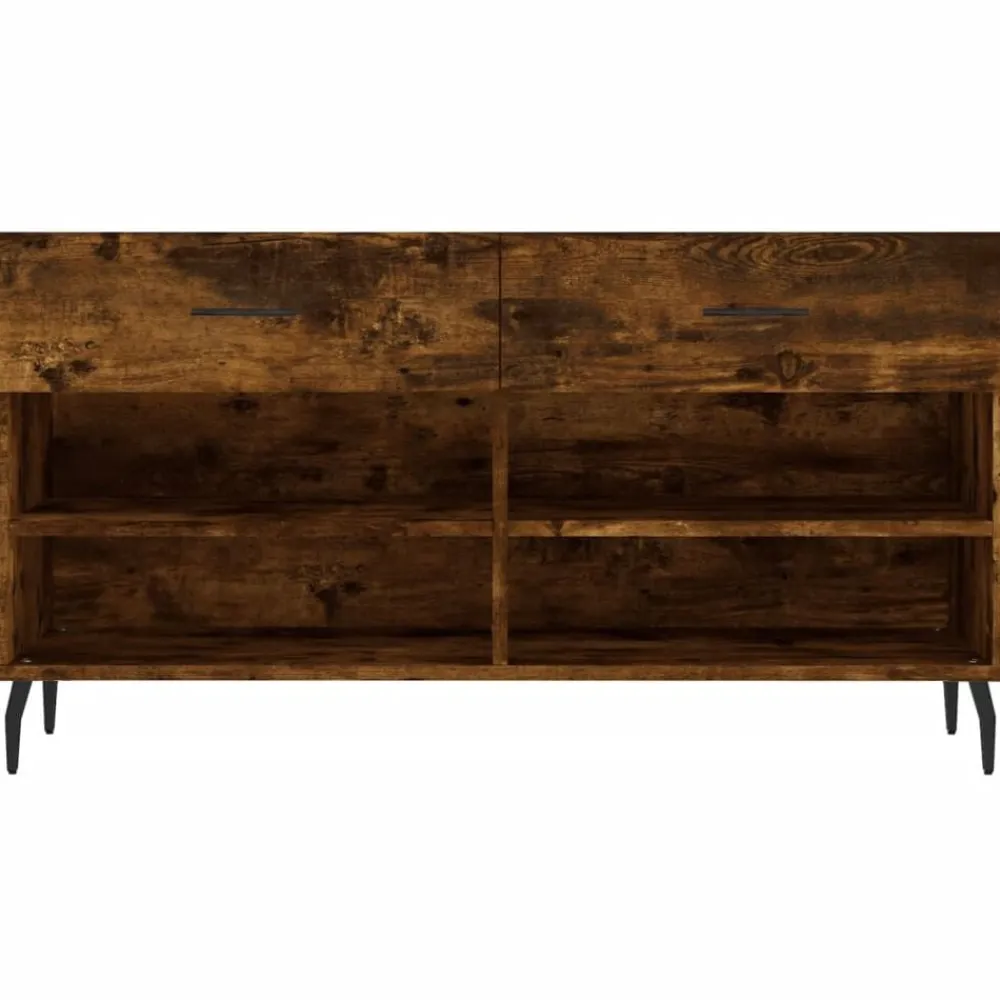 vidaXL Zapatero madera de ingeniería 102x35x55 cm Roble ahumado Hot
