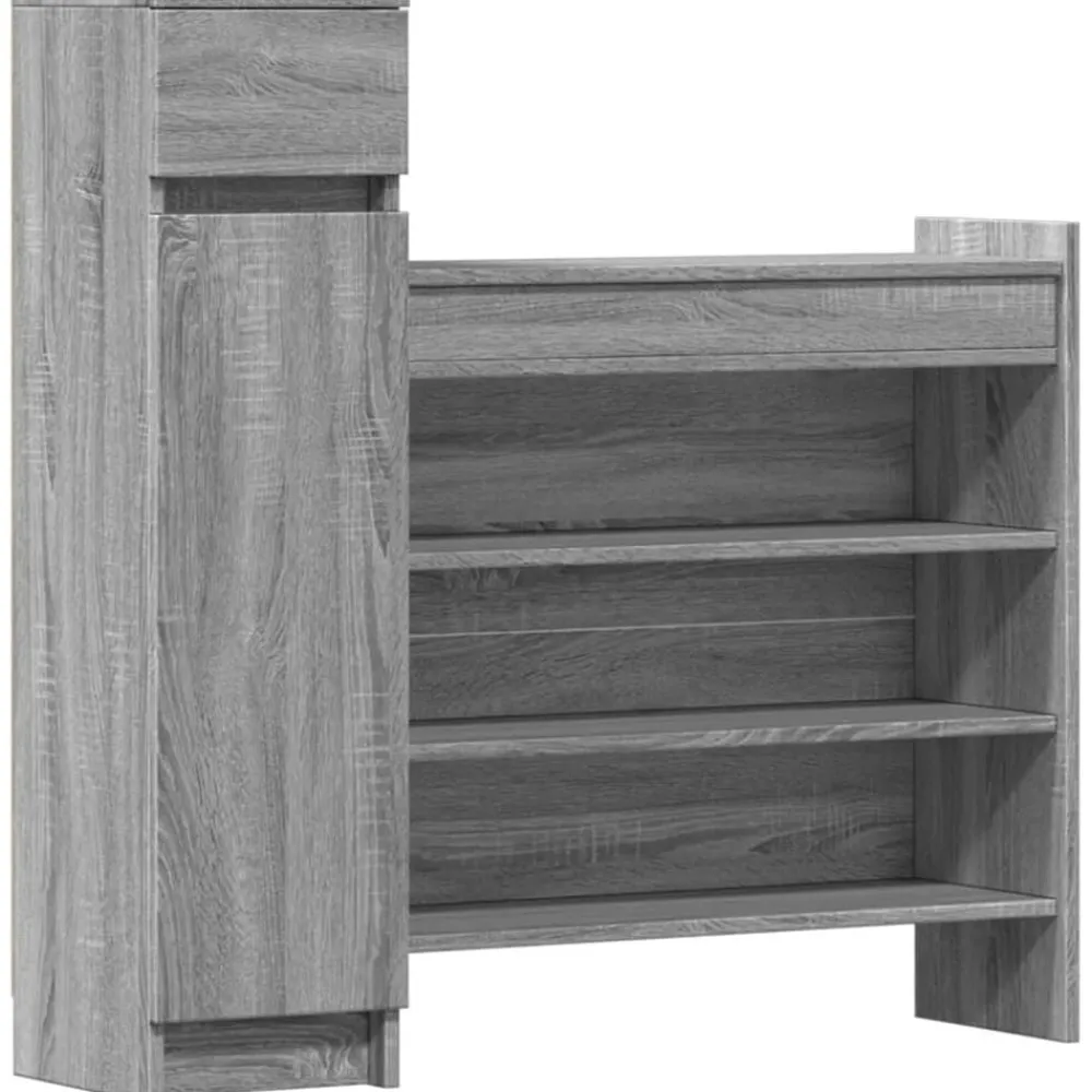 vidaXL Zapatero madera de ingeniería 100,5x28x100 cm Gris sonoma Hot