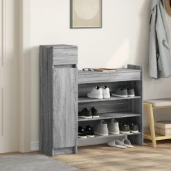 vidaXL Zapatero madera de ingeniería 100,5x28x100 cm Gris sonoma Hot