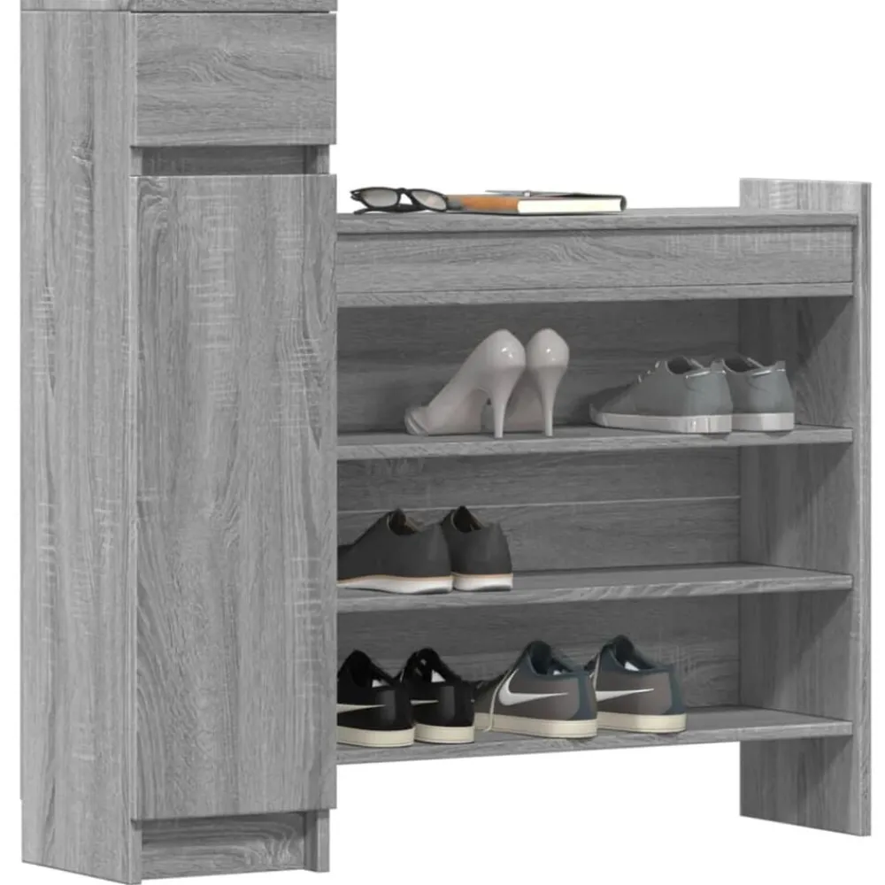 vidaXL Zapatero madera de ingeniería 100,5x28x100 cm Gris sonoma Hot