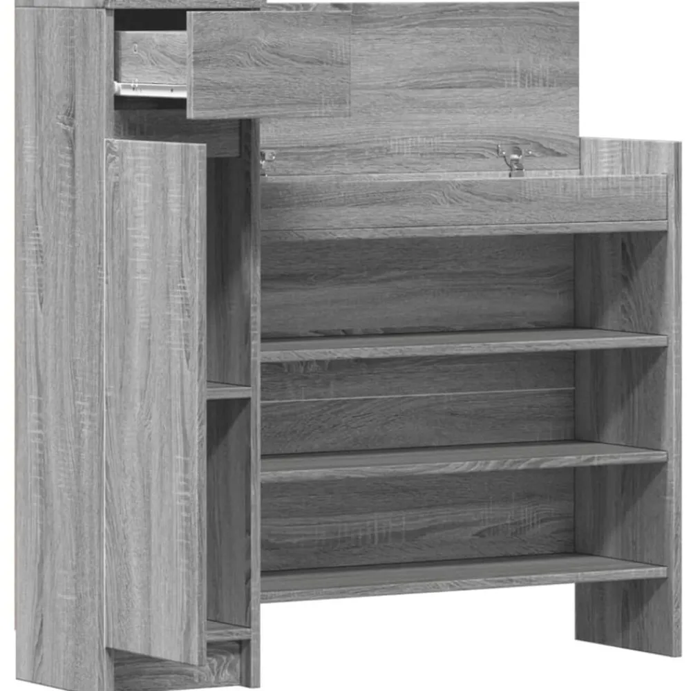 vidaXL Zapatero madera de ingeniería 100,5x28x100 cm Gris sonoma Hot