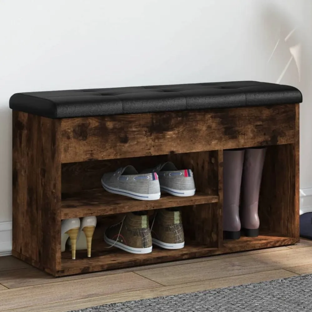 vidaXL Bancos-Zapatero madera de ingeniería 82x32x45,5 cm