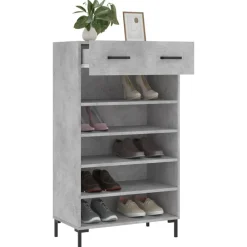 vidaXL Productos Del Hogar-Zapatero madera de ingeniería gris hormigón 60x35x105 cm