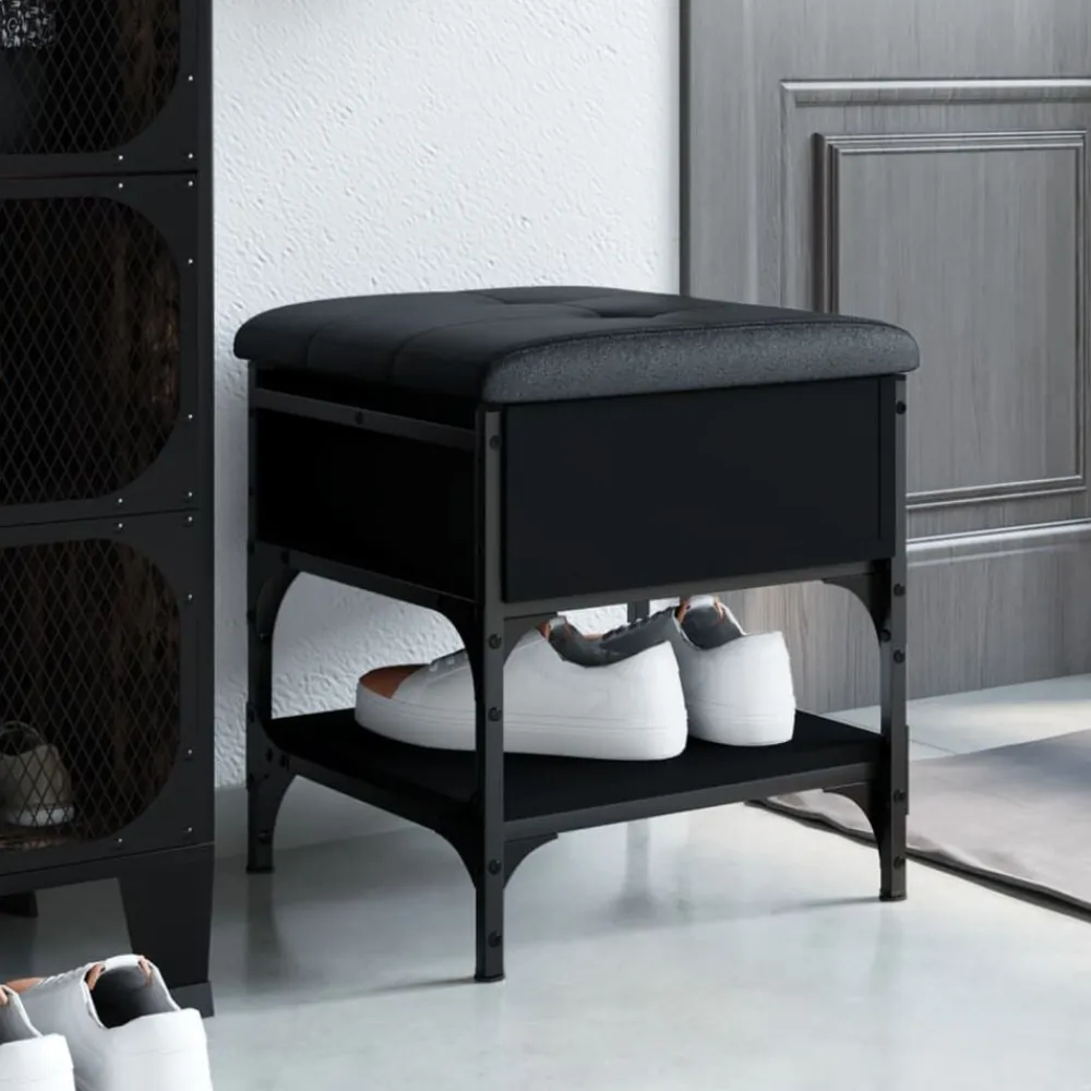 vidaXL Zapatero madera de ingeniería 42x42x45 cm Negro Online