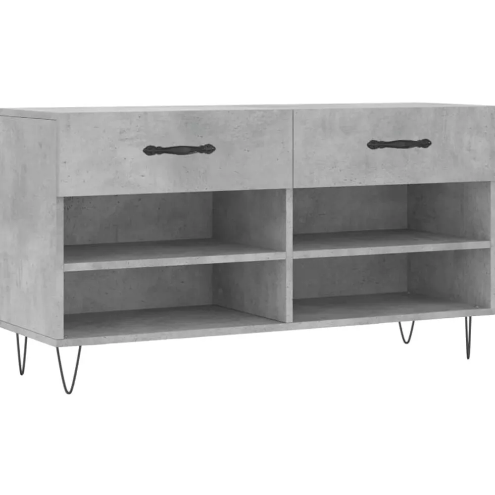 vidaXL Zapatero madera de ingeniería gris hormigón 102x35x55 cm Gris hormigón Online