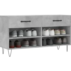 vidaXL Zapatero madera de ingeniería gris hormigón 102x35x55 cm Gris hormigón Online