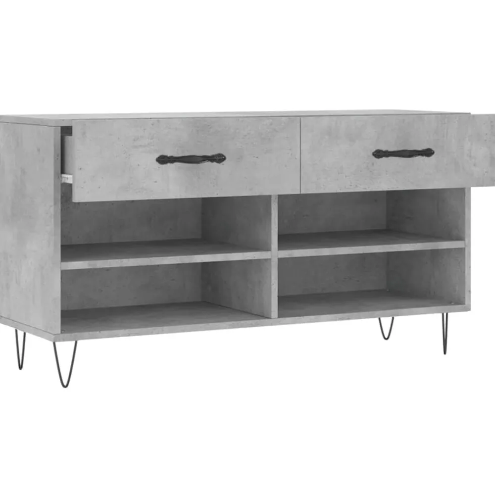 vidaXL Zapatero madera de ingeniería gris hormigón 102x35x55 cm Gris hormigón Online