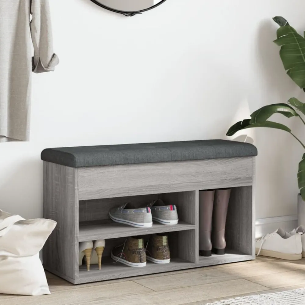 vidaXL Zapatero madera de ingeniería 82x32x45,5 cm Gris sonoma Clearance
