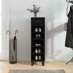 vidaXL Zapatero madera de ingeniería 30x35x105 cm Negro Sale
