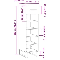 vidaXL Zapatero madera de ingeniería 30x35x105 cm Negro Sale