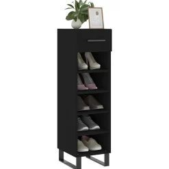 vidaXL Zapatero madera de ingeniería 30x35x105 cm Negro Sale