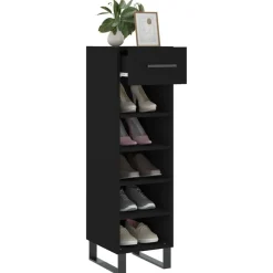 vidaXL Zapatero madera de ingeniería 30x35x105 cm Negro Sale