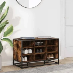 vidaXL Zapatero madera de ingeniería 84x40x53,5 cm Roble ahumado