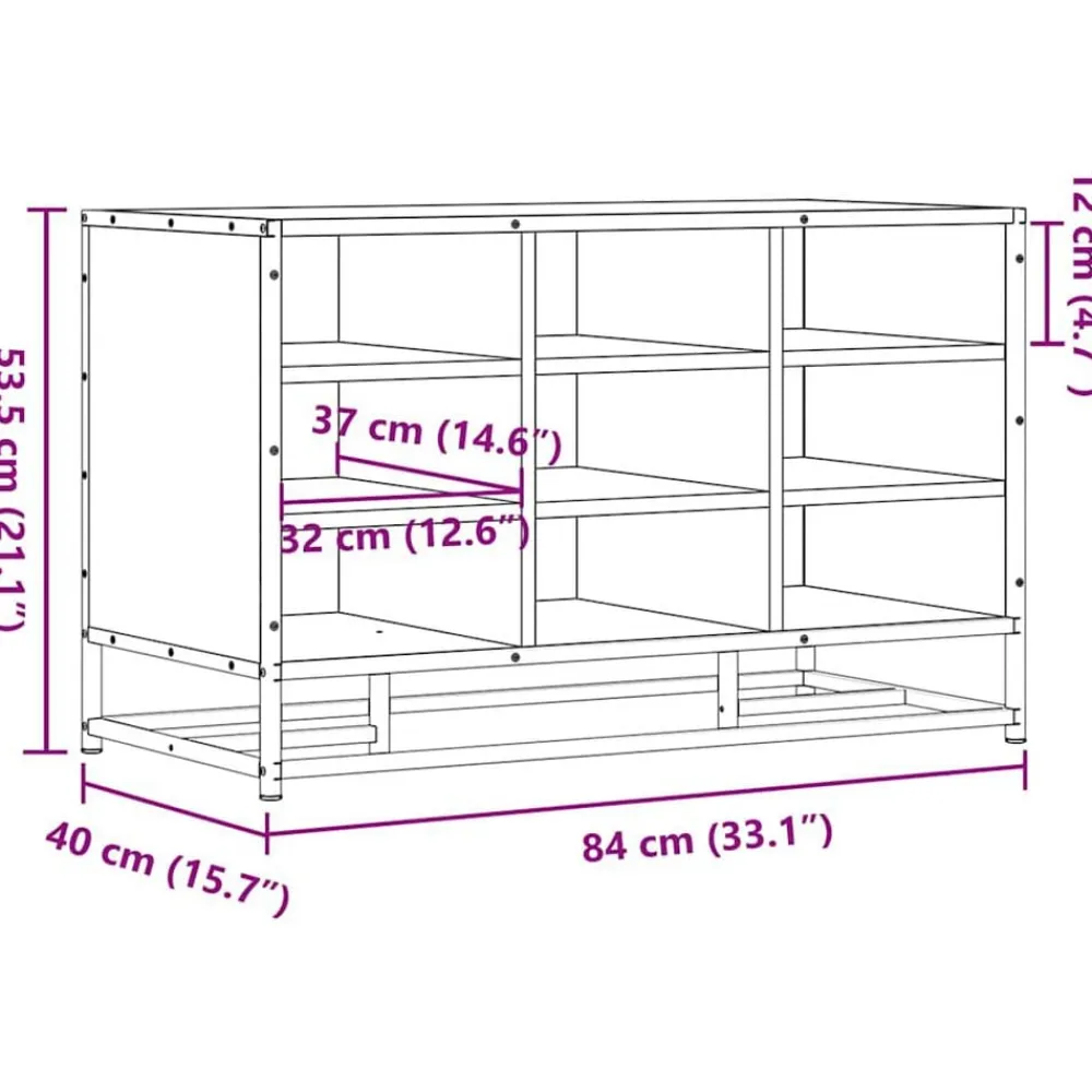 vidaXL Zapatero madera de ingeniería 84x40x53,5 cm Roble ahumado