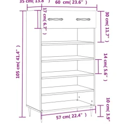 vidaXL Productos Del Hogar-Zapatero madera de ingeniería 60x35x105 cm