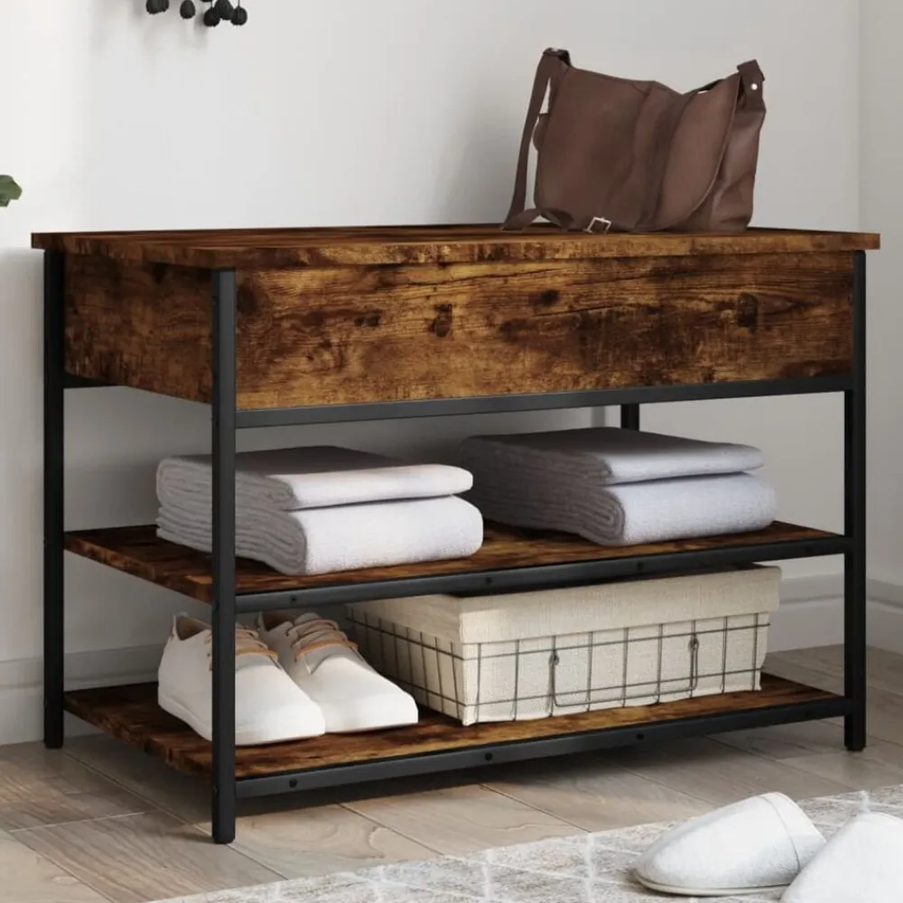 vidaXL Zapatero madera de ingeniería 70x42,5x50 cm Roble ahumado Hot