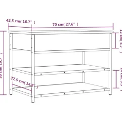 vidaXL Zapatero madera de ingeniería 70x42,5x50 cm Roble ahumado Hot