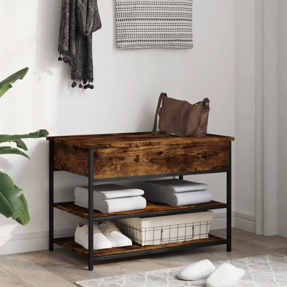 vidaXL Zapatero madera de ingeniería 70x42,5x50 cm Roble ahumado Hot
