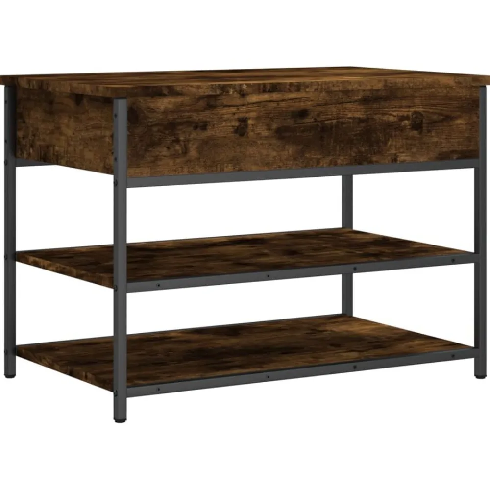 vidaXL Zapatero madera de ingeniería 70x42,5x50 cm Roble ahumado Hot