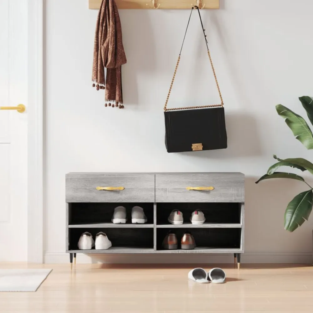 vidaXL Zapatero madera de ingeniería 102x35x55 cm Gris sonoma Sale