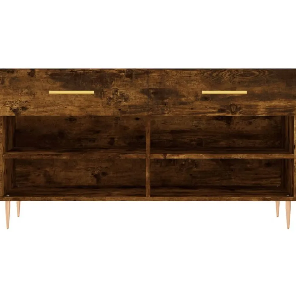 vidaXL Zapatero madera de ingeniería 102x35x55 cm Roble ahumado Hot