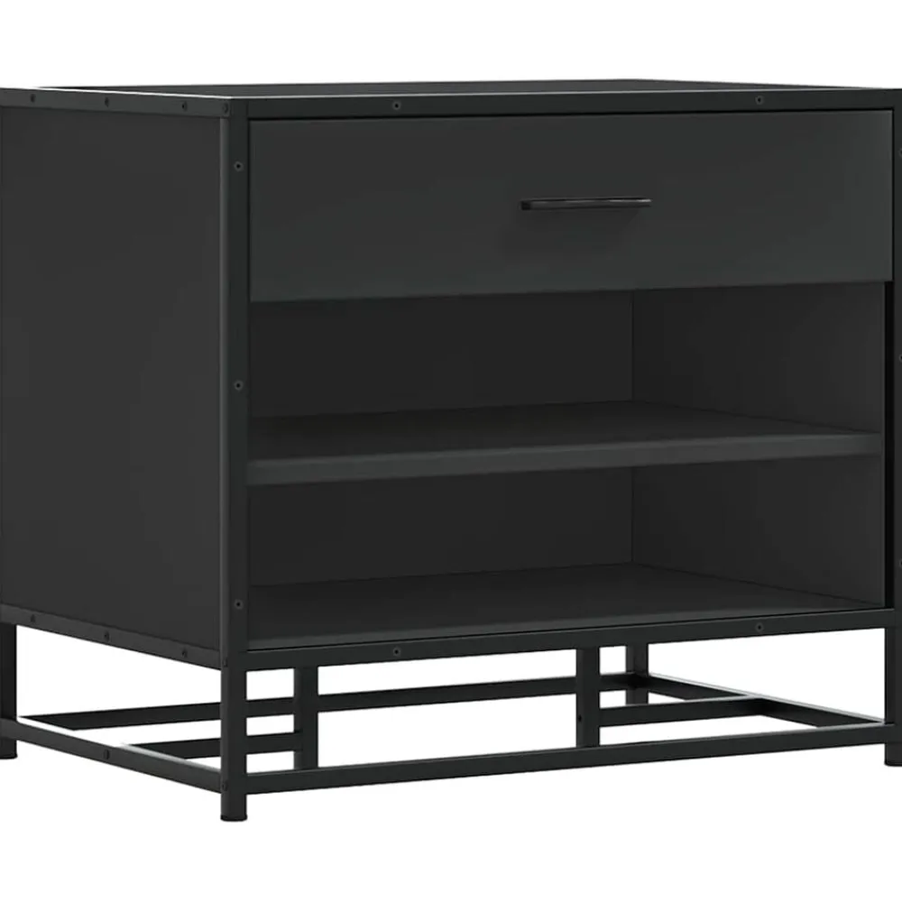 vidaXL Bancos-Zapatero madera de ingeniería y metal 60x40x53,5 cm