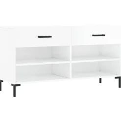 vidaXL Productos Del Hogar-Zapatero madera de ingeniería blanco brillo 102x35x55 cm