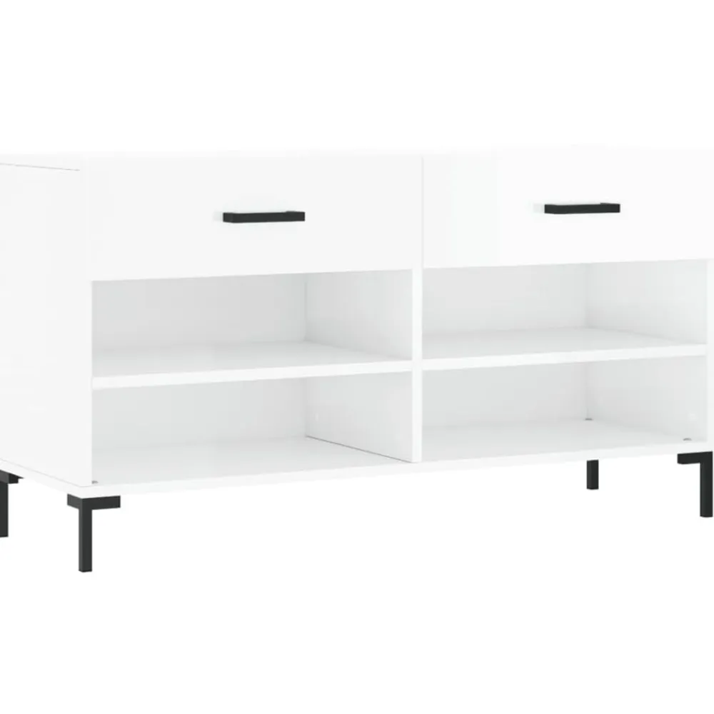 vidaXL Productos Del Hogar-Zapatero madera de ingeniería blanco brillo 102x35x55 cm