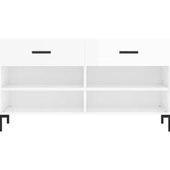 vidaXL Productos Del Hogar-Zapatero madera de ingeniería blanco brillo 102x35x55 cm