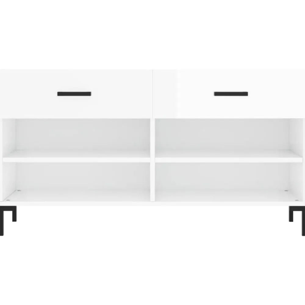 vidaXL Productos Del Hogar-Zapatero madera de ingeniería blanco brillo 102x35x55 cm