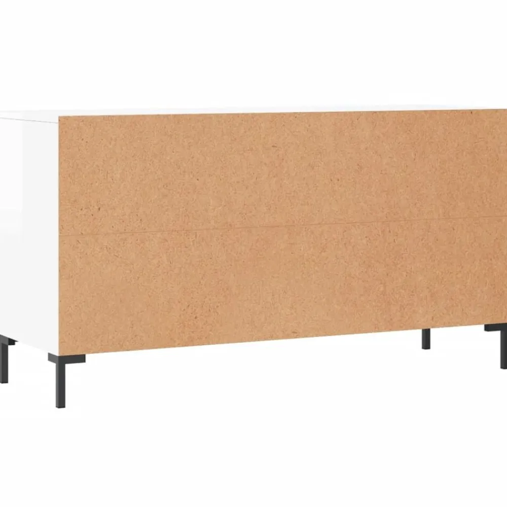 vidaXL Productos Del Hogar-Zapatero madera de ingeniería blanco brillo 102x35x55 cm