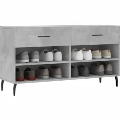 vidaXL Zapatero madera de ingeniería gris hormigón 102x35x55 cm Gris hormigón Discount