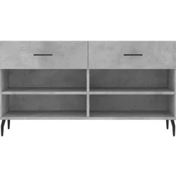vidaXL Zapatero madera de ingeniería gris hormigón 102x35x55 cm Gris hormigón Discount