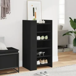 vidaXL Zapatero madera de ingeniería 52x37,5x100 cm Negro Clearance