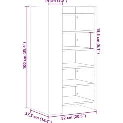 vidaXL Zapatero madera de ingeniería 52x37,5x100 cm Negro Clearance