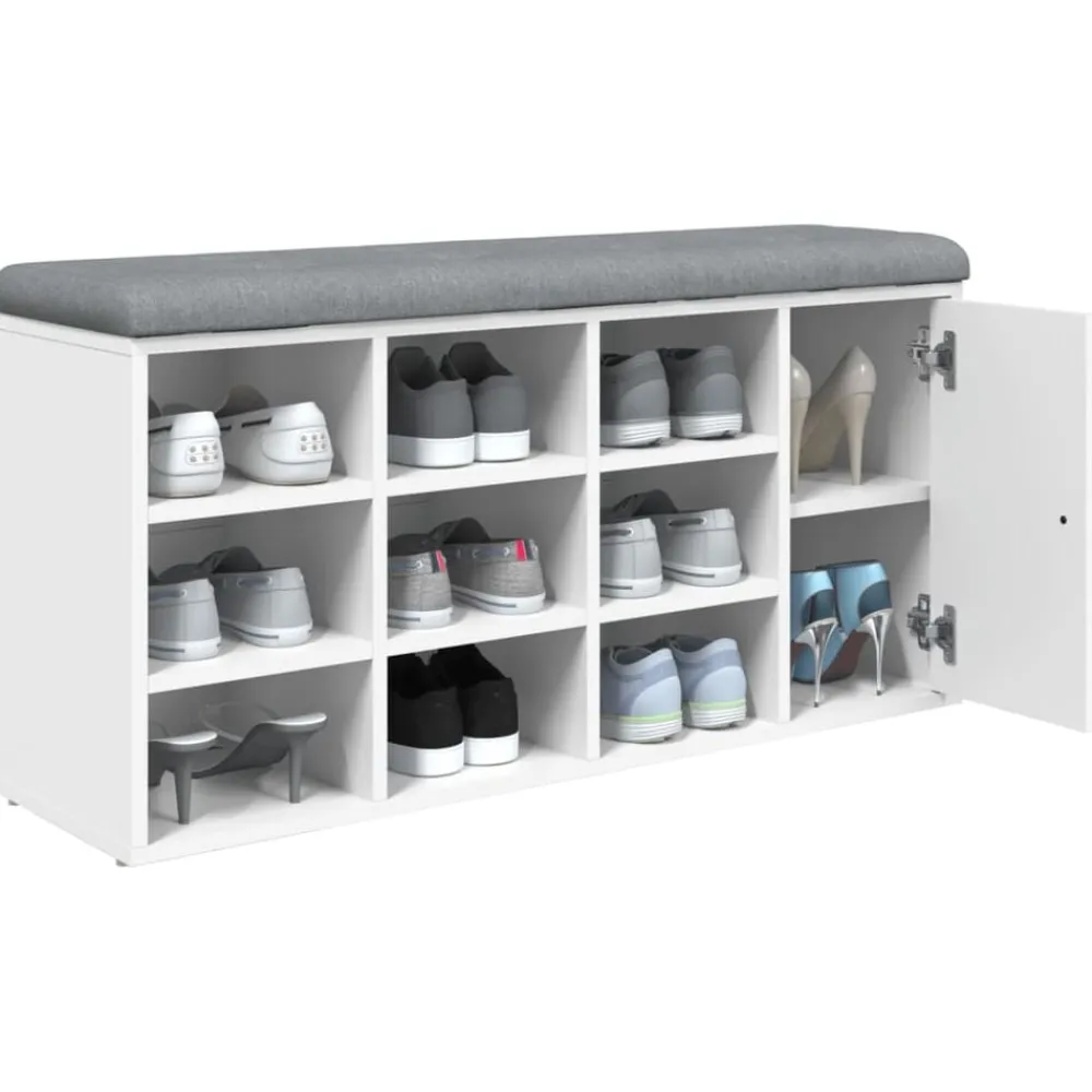 vidaXL Zapatero madera de ingeniería 102x32x50 cm Blanco New
