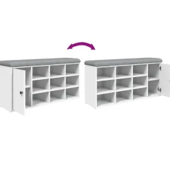 vidaXL Zapatero madera de ingeniería 102x32x50 cm Blanco New