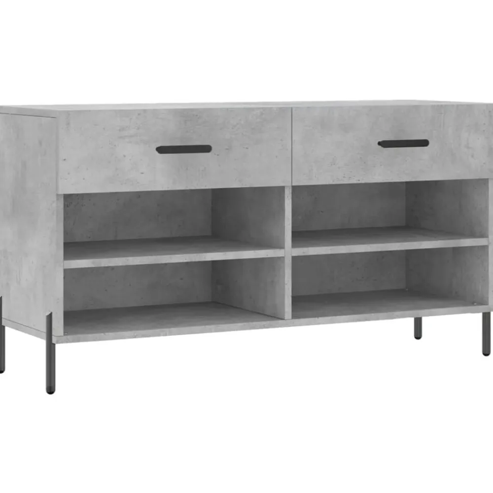 vidaXL Zapatero madera de ingeniería gris hormigón 102x35x55 cm Gris hormigón Sale